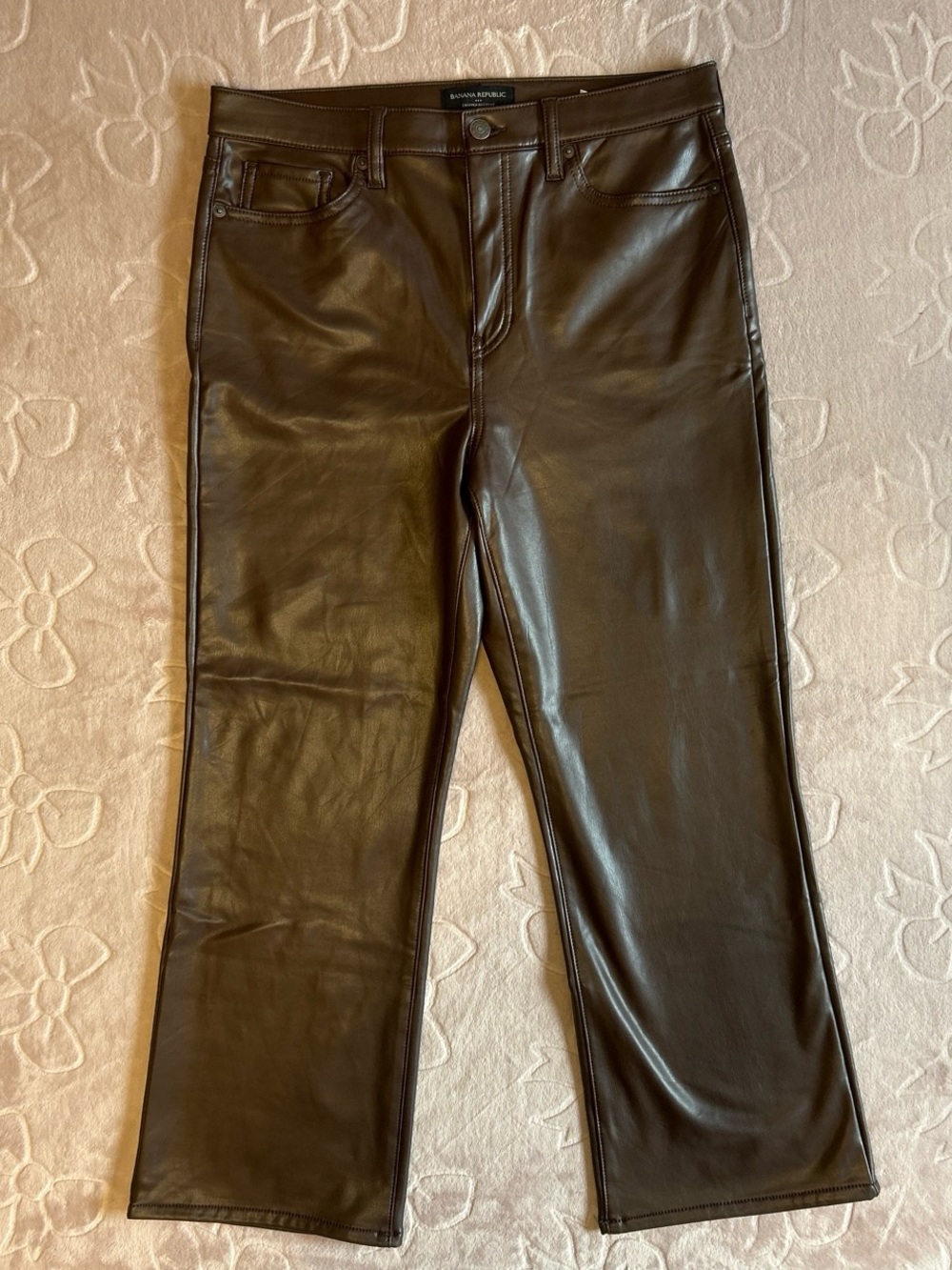Banana Republic Women’s Cropped Bootcut Brown Leather Pants